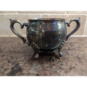 Vintage Leonard Silver Plate Footed Sugar Bowl Without Lid‎